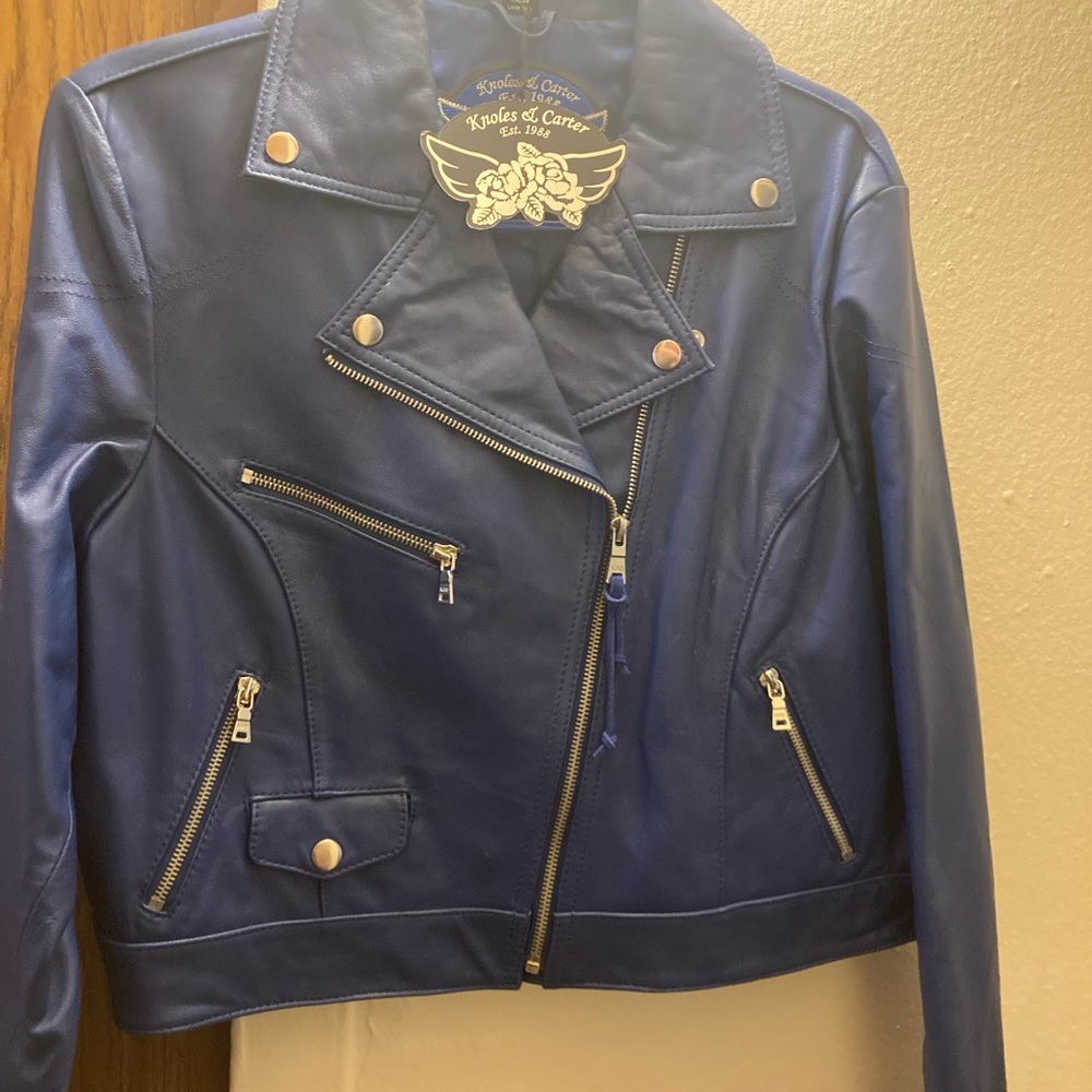 Women's Blue genuine Leather Jacket